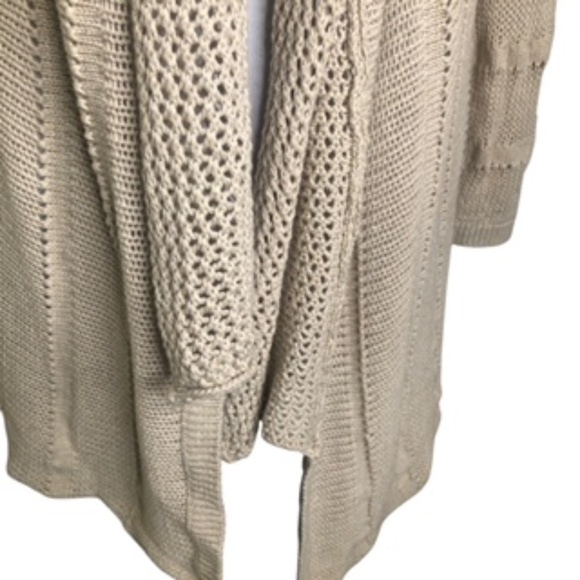 NWT Kenar Tan Open Front Rolled Collar Back Split Relaxed Fit  Cardigan Size L - Picture 4 of 8